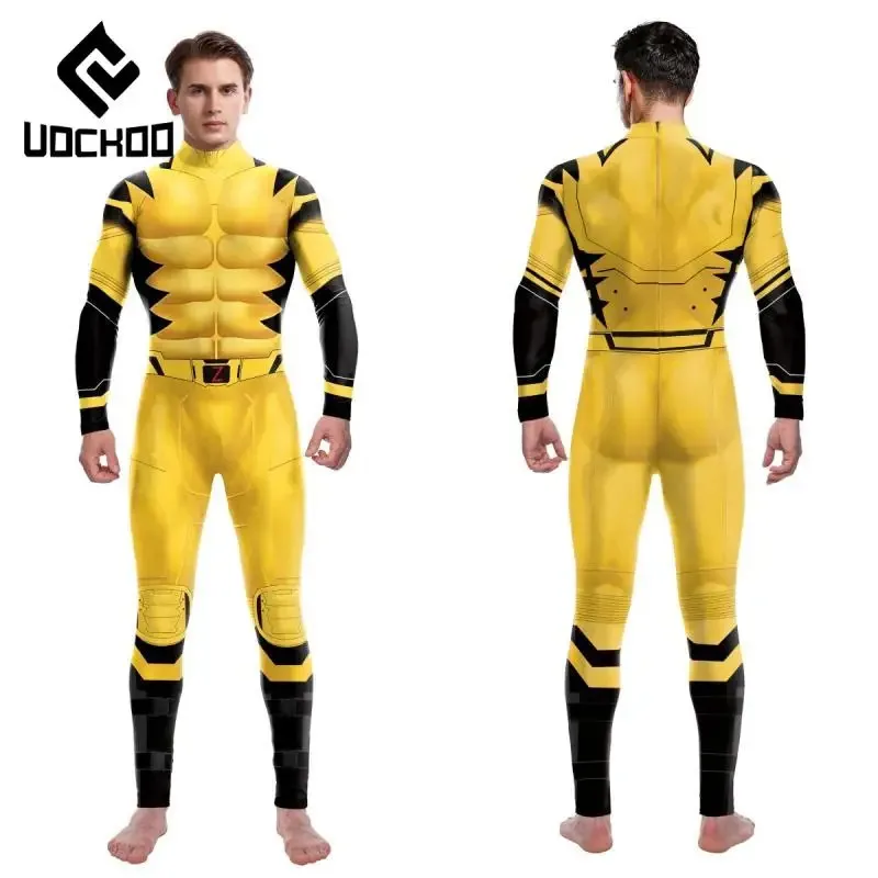 

Комбинезон для косплея супергероя, костюмы на Хэллоуин, желтое боди для взрослых, костюм зентай с героями фильмов, одежда унисекс Comic Con