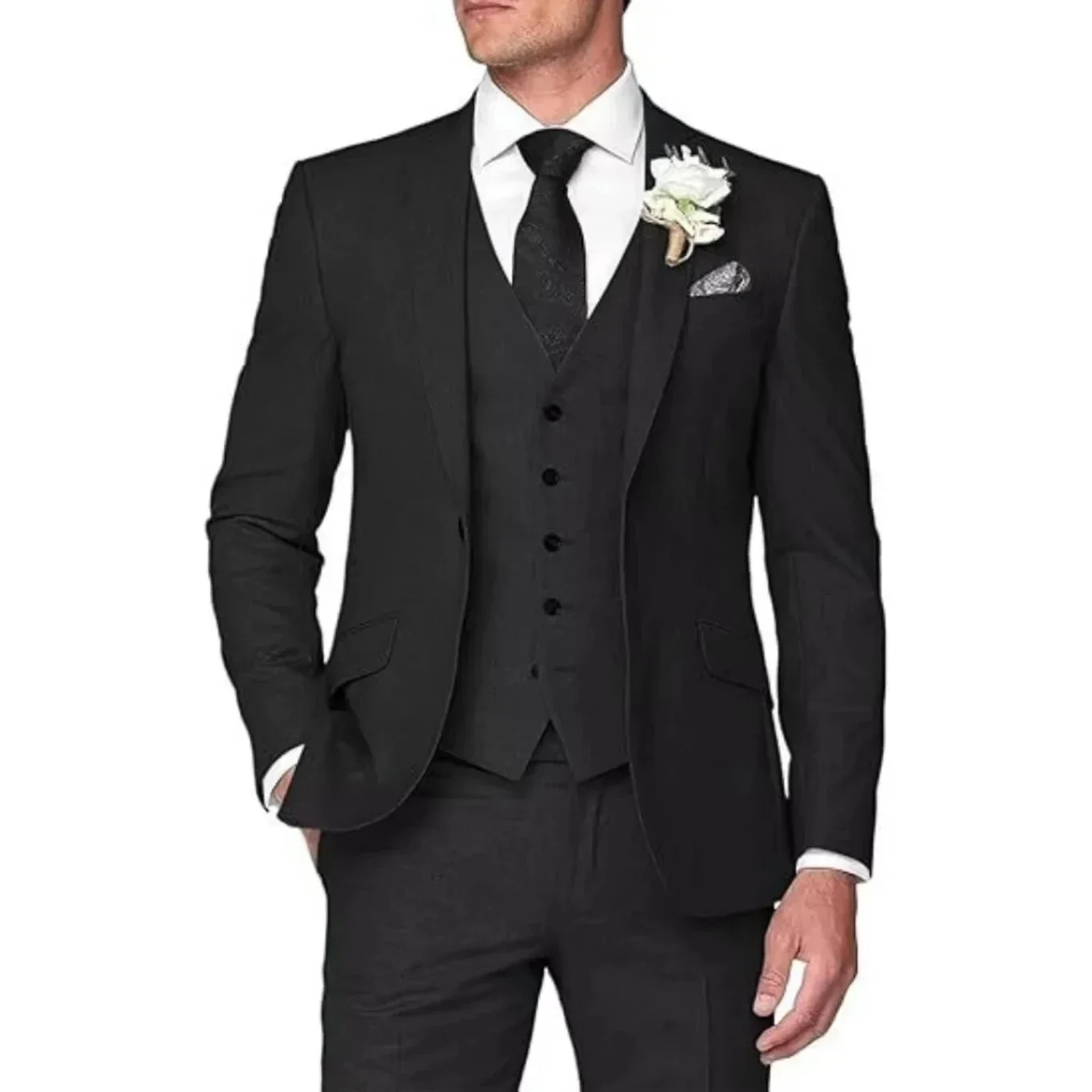 2024 Classic Men\'s Suit Men Costumes Colorful  Tuxedo Blazer Vest And Pants 3 Pieces Single Button Costumes High Quality