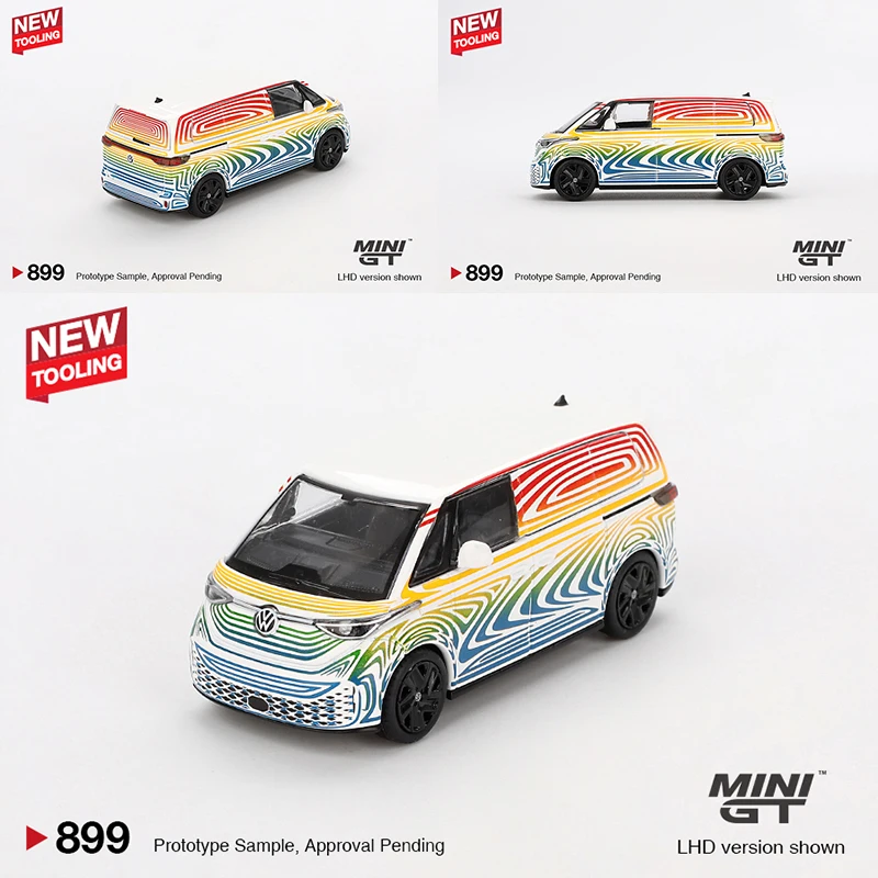 

МИНИГТ 1/64 Volkswagen ID. Buzz Прототип Rainbow MGT00899-CH Автомобиль из сплава, литая под давлением металлическая модель, детские игрушки для мальчиков