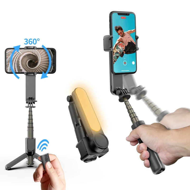 L09 Handheld Bluetooth Selfie Stick Stabilizer Beauty Light Filling and Anti Shake VLOG Single Axis Mini Stabilizer Pan Tilt