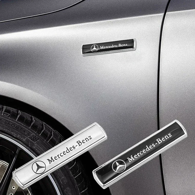 

2Pcs Metal Car Emblem Sticker Auto Body Trunk Badge Decals For Mercedes Benz AMG class W205 W203 GLC GLK W206 W220 A180 W211