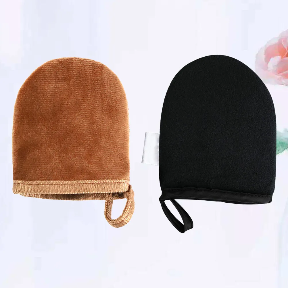 2Pcs Special Flocking Gloves Self Tanning Mitts Separate Thumb Mini Finger Reusable for Face Body Even Tanning Lotion