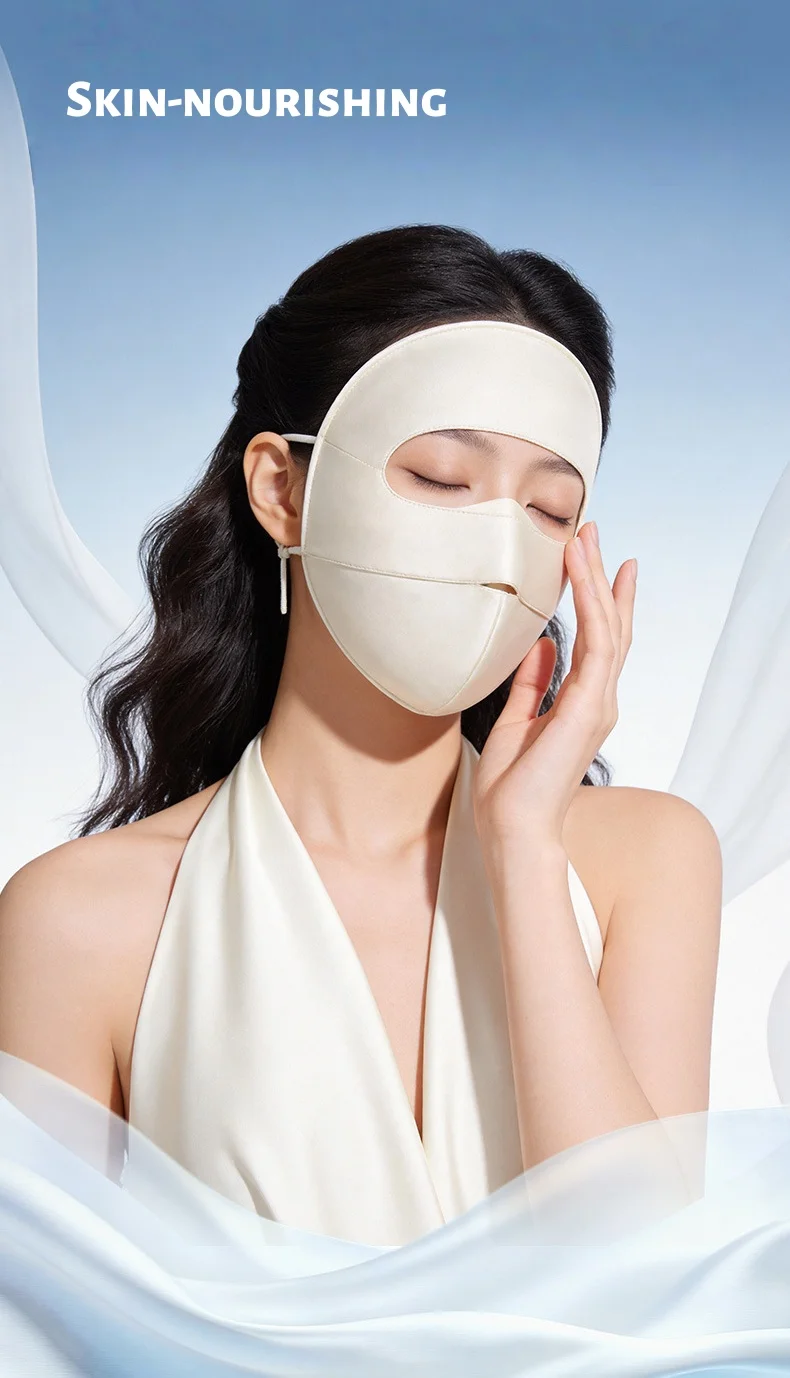 

Silk Sun Protection Face Mask: Eye-Protecting, UV-Blocking, Stylish, Double-Sided, Full-Face, Soft, Comfortable Breathable