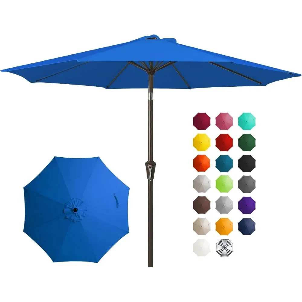

10FT Outdoor Patio Umbrella Table Umbrella with Push Button Tilt and Crank, Umbrella 8 Sturdy Ribs UV Protection Waterproof