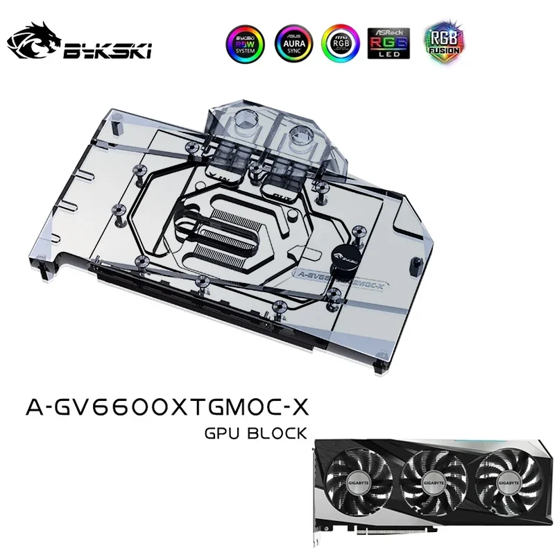 

Блок графического процессора Bykski для GIGABYTE RX6600XT GAMING OC 8G, охладитель воды для видеокарты/полная крышка A-GV6600XTGMOC-X