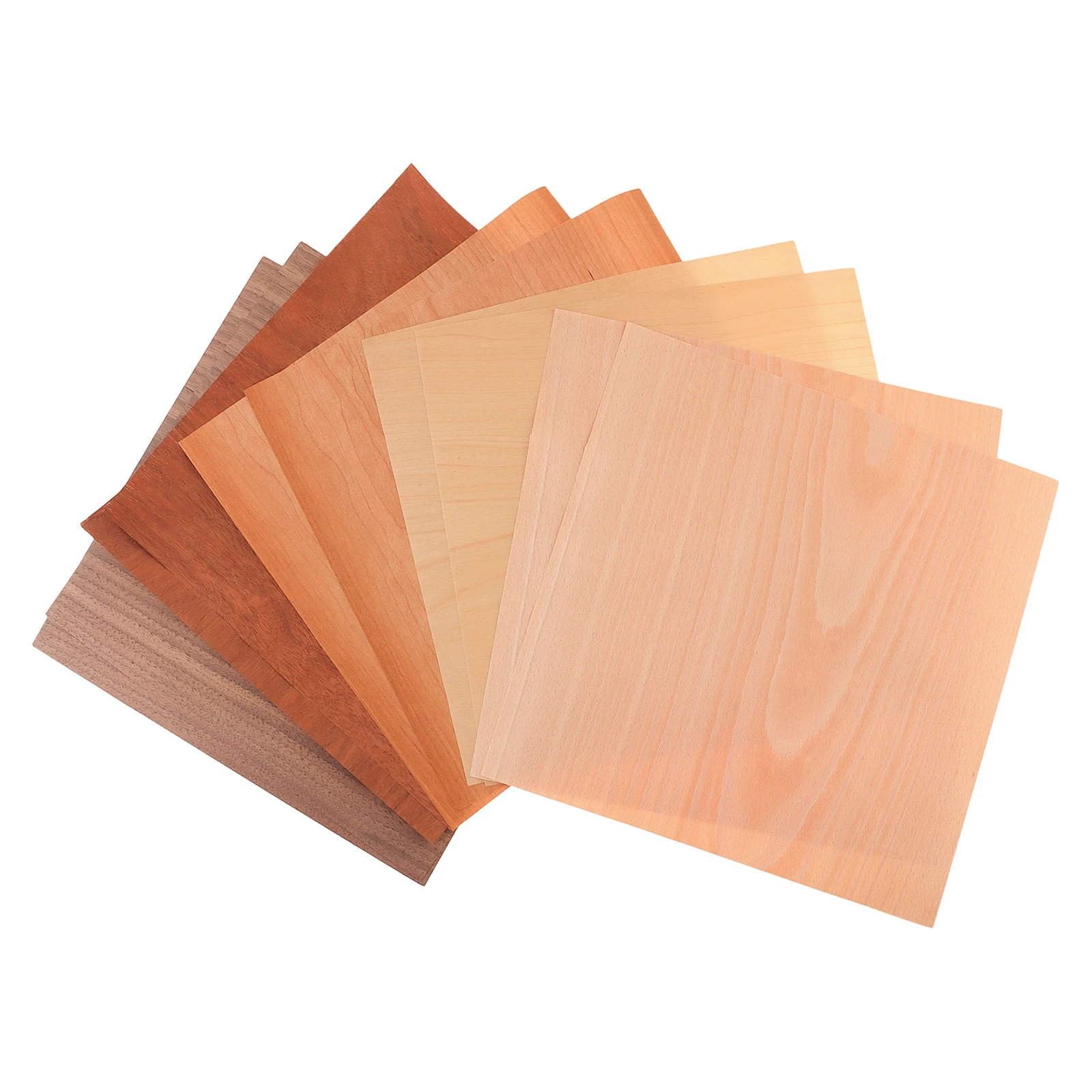 10 pcs 30x30 cm Natural Wood Veneer Sheets 1/100 inch Thick Non-woven Backed Mixed Species Set for Furniture Repair and Crafts