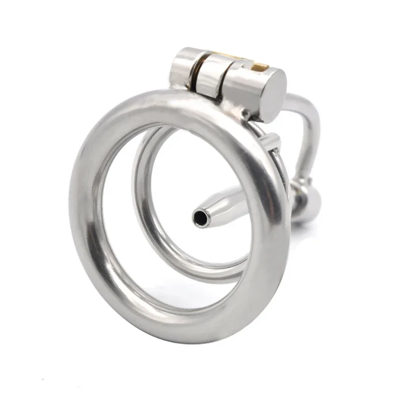 2023 New Stainless Steel Male Chastity Lock Penis Ring Bondage BDSM Chastity Devices With Urethral Catheter Penis Lock Sex Toys