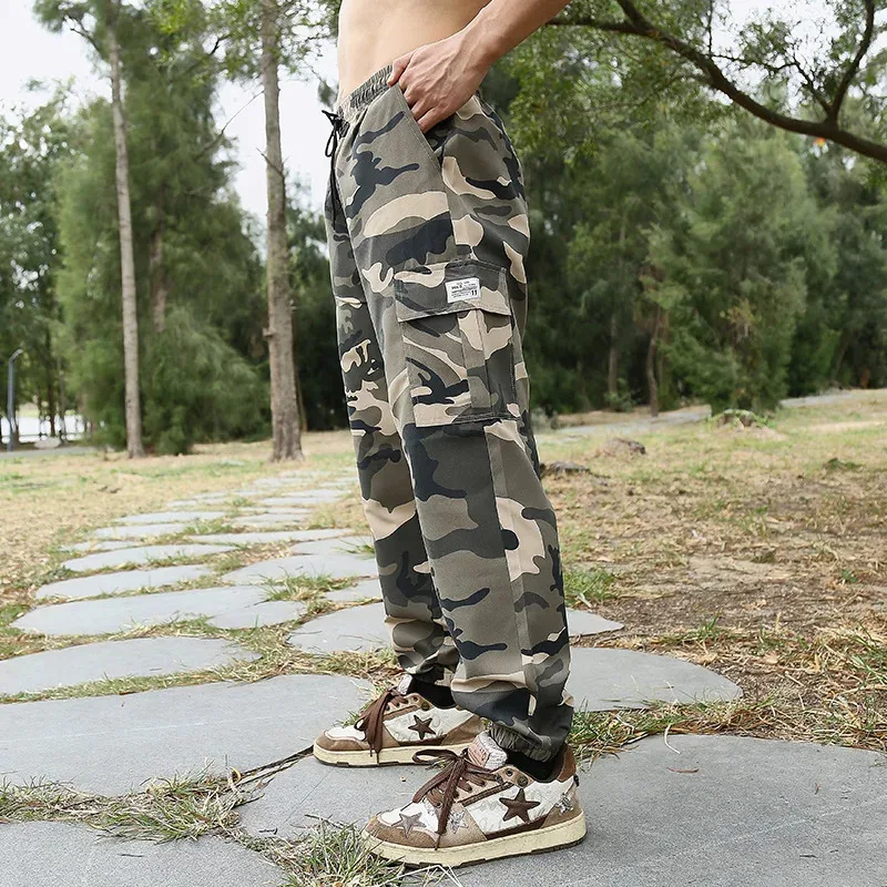 Pantalon de travail de Camouflage rétro américain pour hommes, marque tendance, bas polyvalent en pur coton, printemps-automne