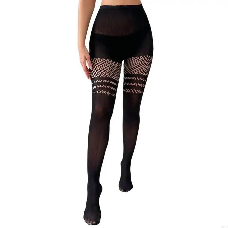 

M6CD Lace Thigh High Garter Stockings Patterned Tights for Women Garter Belt Tights Suspender Pantyhose Streetwear