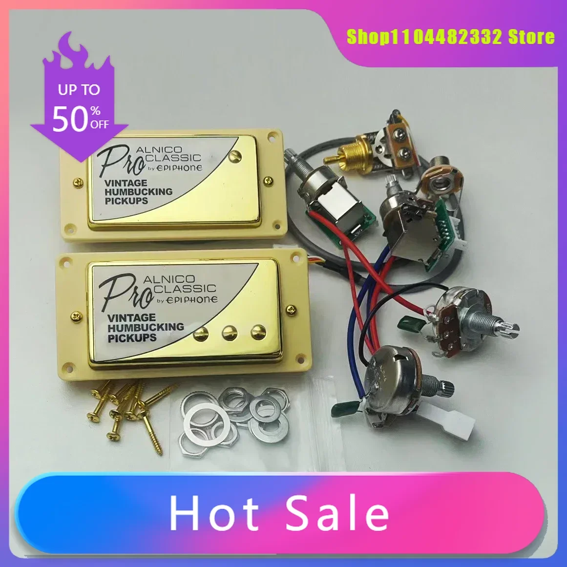 

Standard Classic Alnico Bucker PRO Humbucker Pickups With 2v2t push/pull wiring harness kit