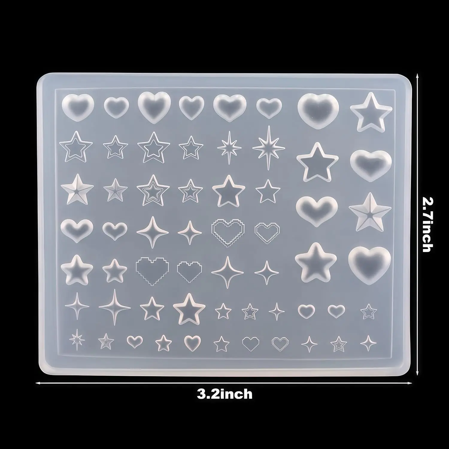 Dopamine Star Silicone Molds for Nail Art cute 3D Starburst & Heart-Shaped Designs,Reusable for nail Decor Tools for Epoxy Resin