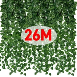 26/4M Artificial Plant Green Ivy Leaf Garland Hanging Vines Outdoor Greenery Wall Decor DIY Fake Wreath Leaves Home Party Decor