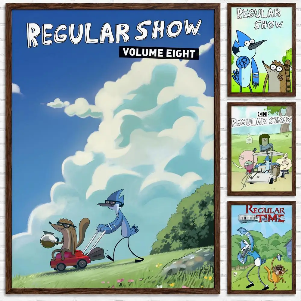 Funny Adventure Cartoon Regular Show Poster Self‑Adhesive Waterproof Poster Sticker Coffee House Bar Wall Art Home Decor