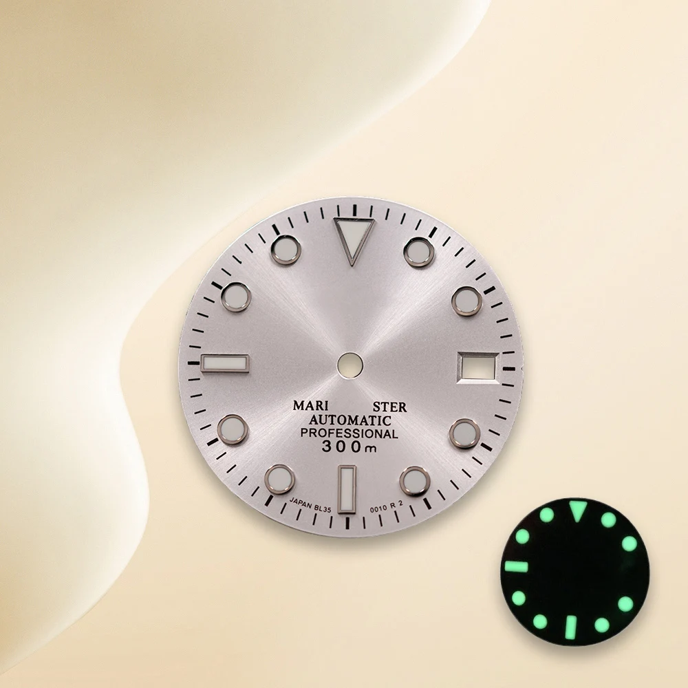 Cadran S NH35 28.5mm, SUB/SKX007 Mod, cadran rayon de soleil pour mouvement NH35/NH36 C3, accessoires de Modification de montre lumineuse verte