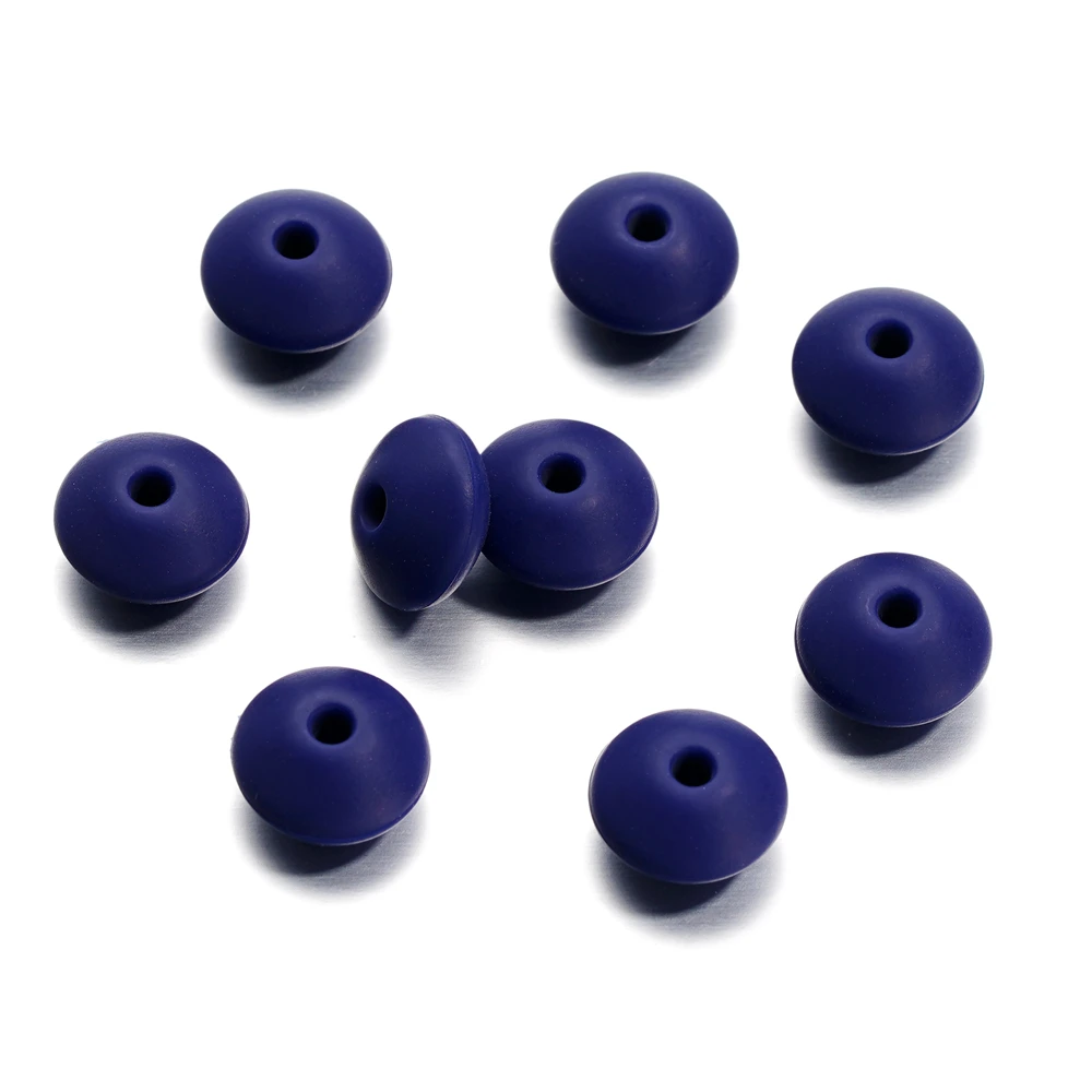 20Pcs/Lot Silicone Lentil Beads 12mm Flying Saucer Shape Loose Spacer Bead for DIY Jewelry Making Accessories Supplies