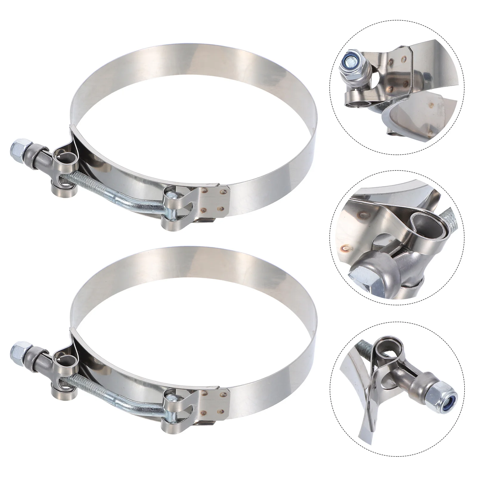 

2pc 110Mm Stainless Steel Hose Clamp T-Type Adjustable For Fuel Line Pipe Tube Cable Secure Fixing Marine Automotive Industrial