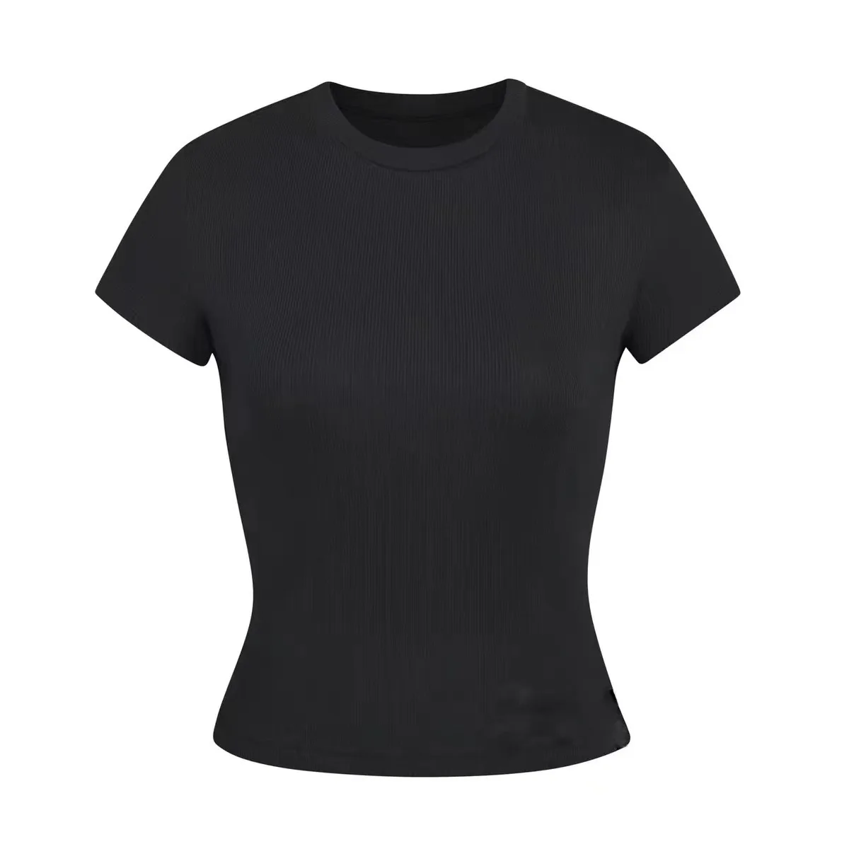 

Kardaian Sle Slim Fit ort Sve T-irt Elastic Waisand Ribbed Base Layer Top Women's Summer Faion round Ne Poly...