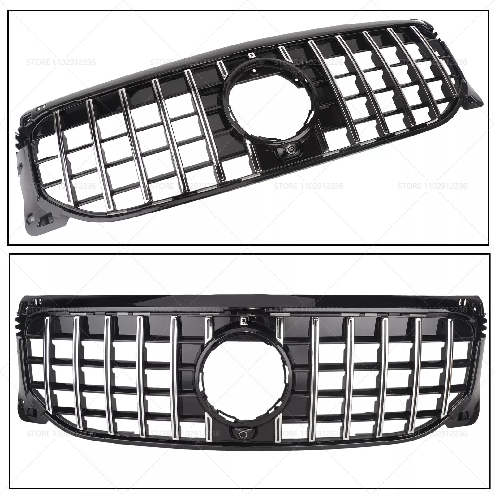 for 2020-2024 X247 GLB-Class Mercedes Benz GLB180 GLB200 GLB250 GT Style Silver Black Upper Bumper Hood Mesh Front Grill Grille