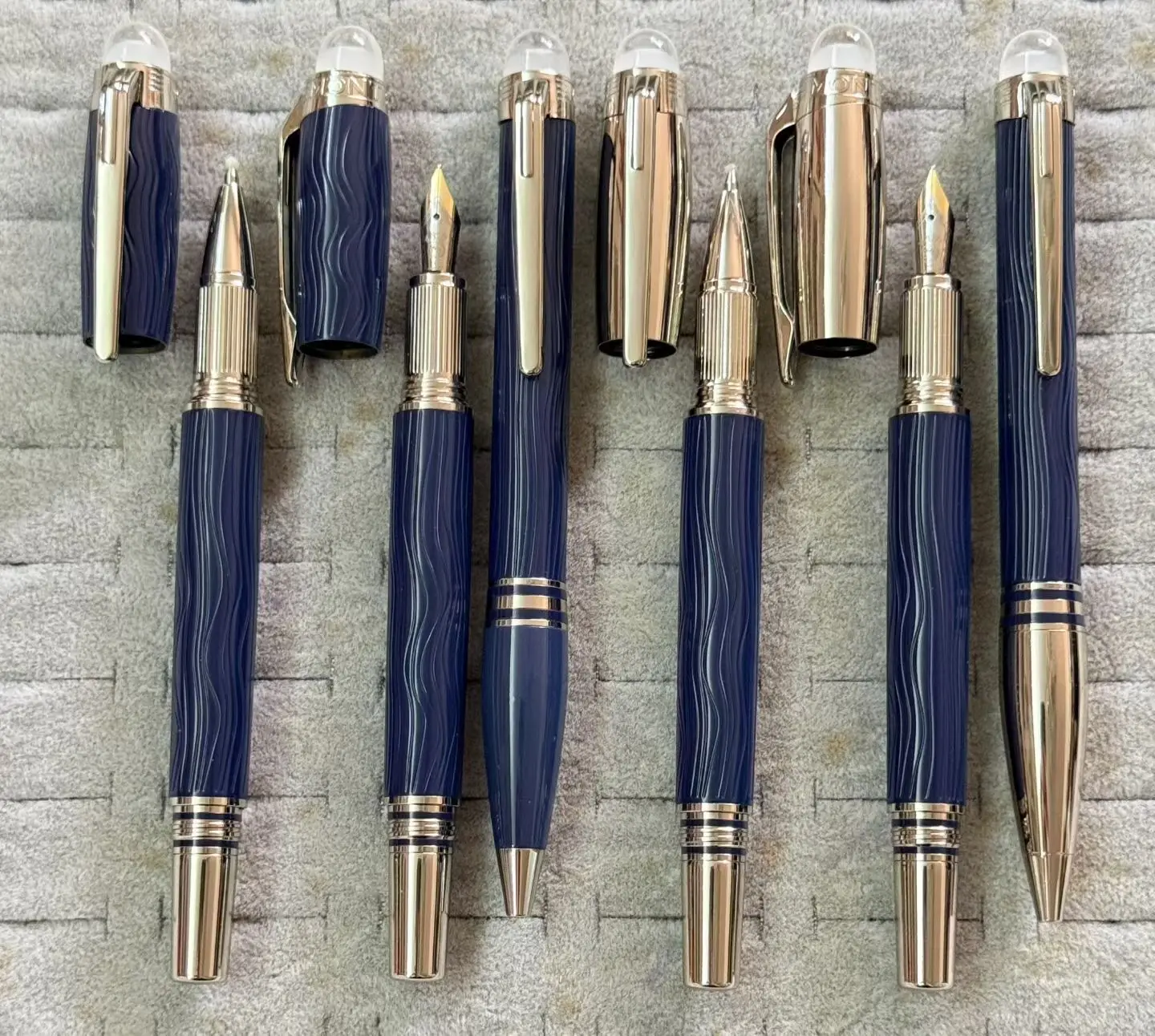 

2026 New Fountain Pen Luxury Deep Blue Wave Texture Rollerball Pen Durable Elegant Metal Pen for Daily Writing Office Collection