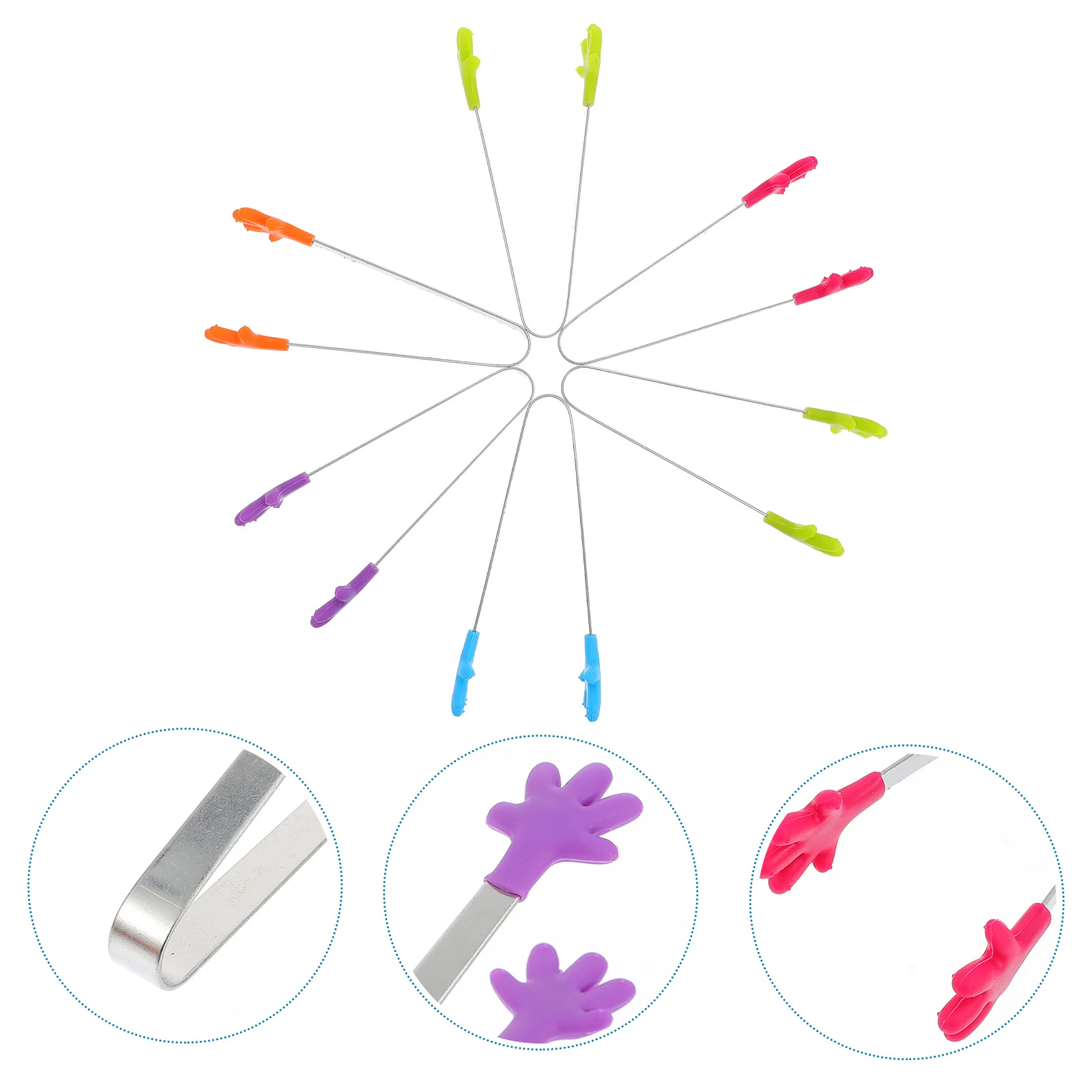 

6Pcs Adorable Kids Tongs Stainless Steel Silicone Heat Resistant Perfect for Candy Bars Salad Buffets Family Use Campings