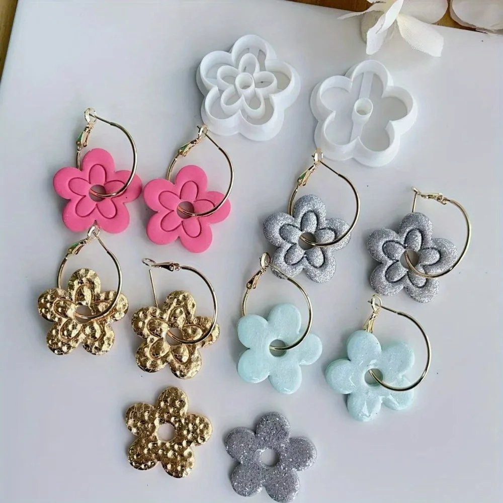Cortadores de Arcilla Plástica con Forma de Flor de Primavera, Múltiples Cortadores de Flores de Primavera, Molde de Corte para Hacer Pendientes DIY, Herramientas de Arcilla Impresas en 3D