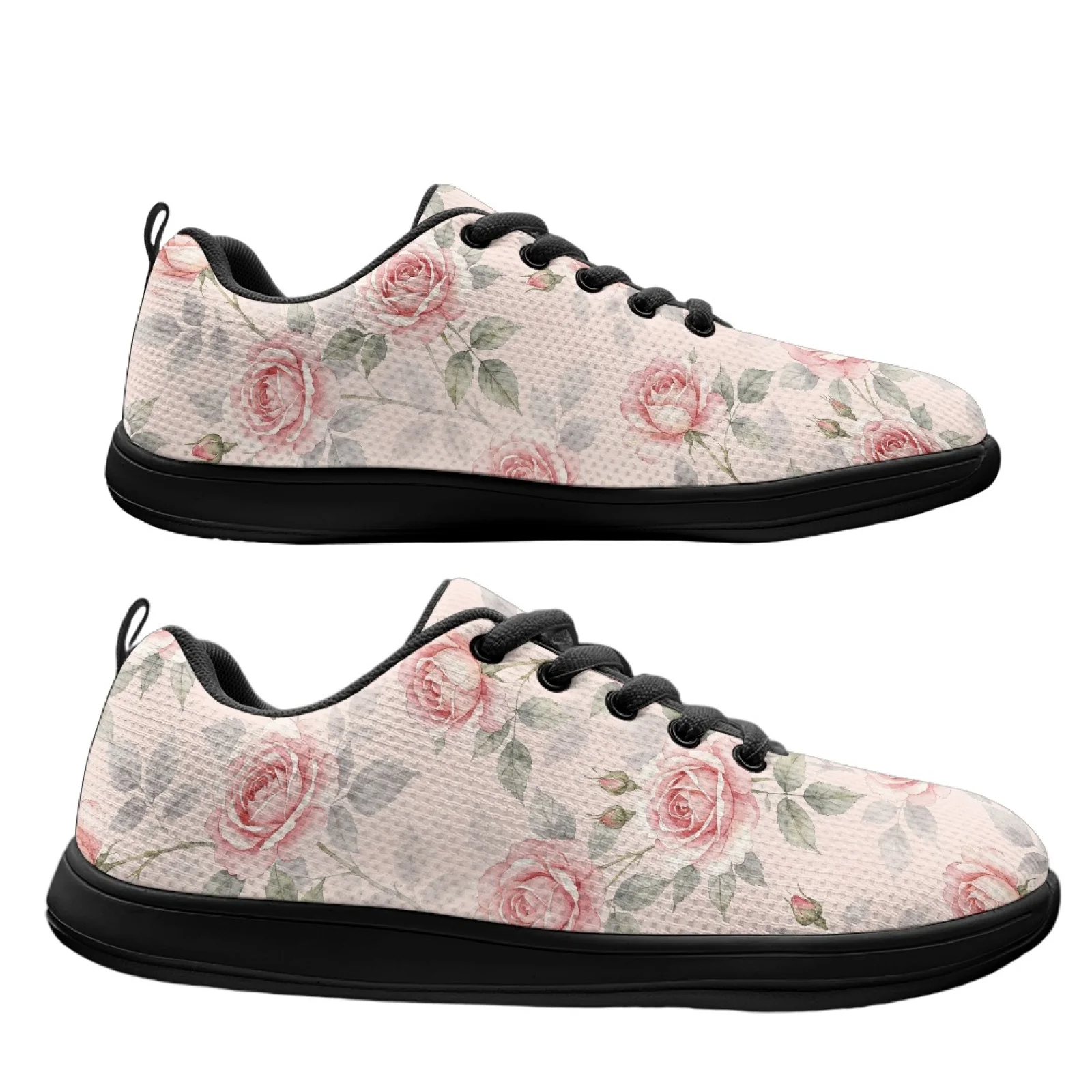 PENSTROLL Pink Watercolor Rose Comfortable Men's Walking Shoe Barefoot Sneakers for Hiking Non Slip Wide Width Comfort Shoes