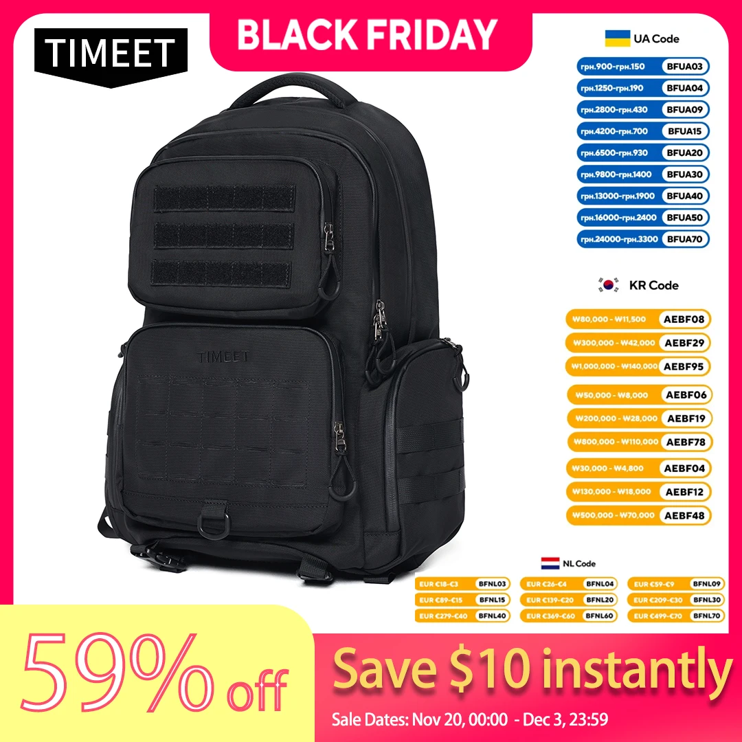 Timeet tático esportes trekking pesca caça acampamento caminhadas saco mochila dos homens saco de escalada à prova dwaterproof água 17-Polegada mochila portátil