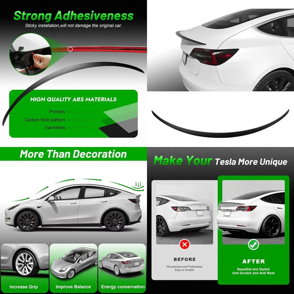 

Spoiler for Tesla Model 3 ABS Material Rear Trunk Lip Spoiler Tail Wing Compatible with 2017-2023 Tesla Model 3 (Matte Black)
