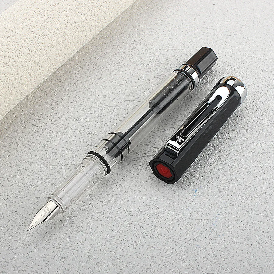 3059 Piston Filling Fountain Pen Acrylic  EF/F/ Nib with Silvery Clip Smooth Writing Office Gift Pen