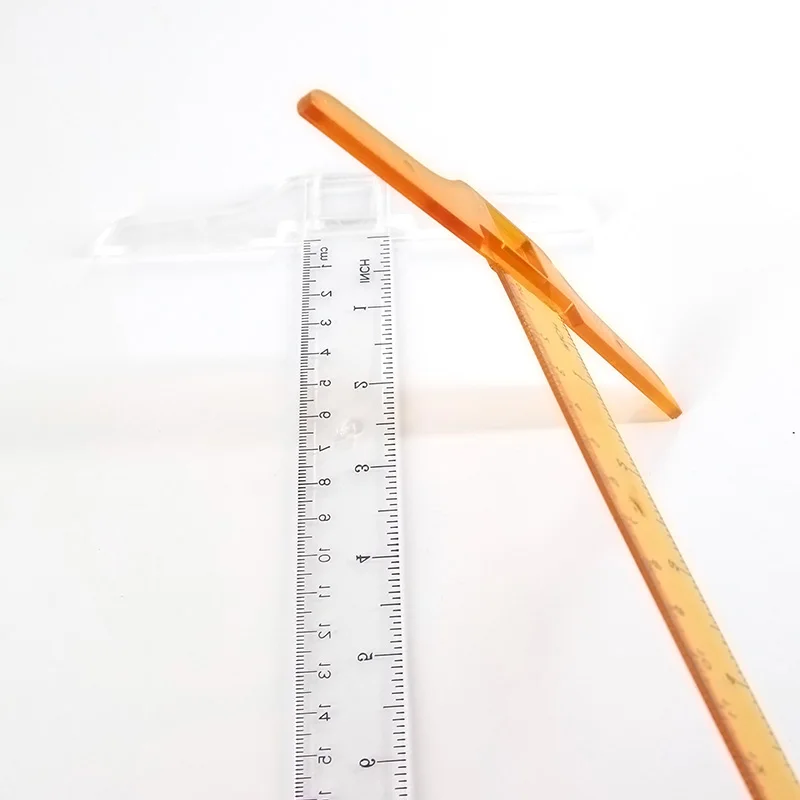 4pc, T-Square Ruler, Transparent And Orange, Clear Dual-Sided Measurement Tool For Drafting And General Layout Work