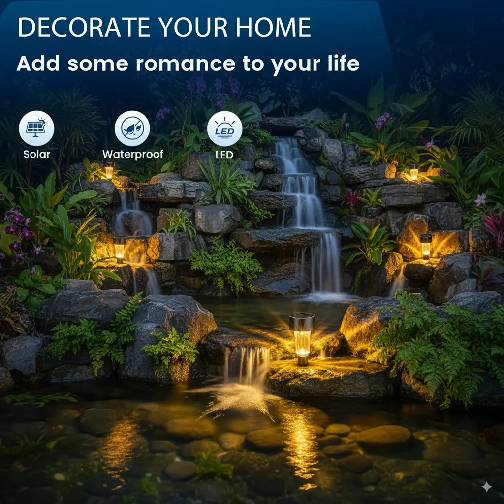 Solar Led Lamp Pool Lights 3000k 6000k Auto On/off Sensor Powered Landscape Bulb Outdoor Fence Garden Decoration Outside Terrace