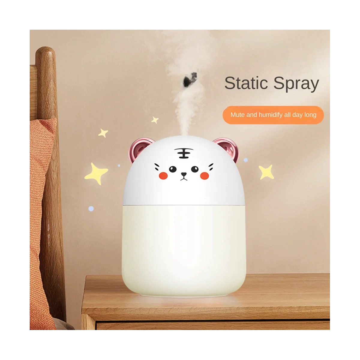 250ml mini umidificador de purificação de ar para animais de estimação conectado para uso umidificador de ar com luz atmosférica para casa branco-HIM