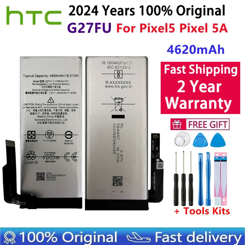 100% Original New High Quality G27FU 4620mAh Phone Replacement Battery For HTC Google Pixel 5A Batteries Bateria Fast Shipping