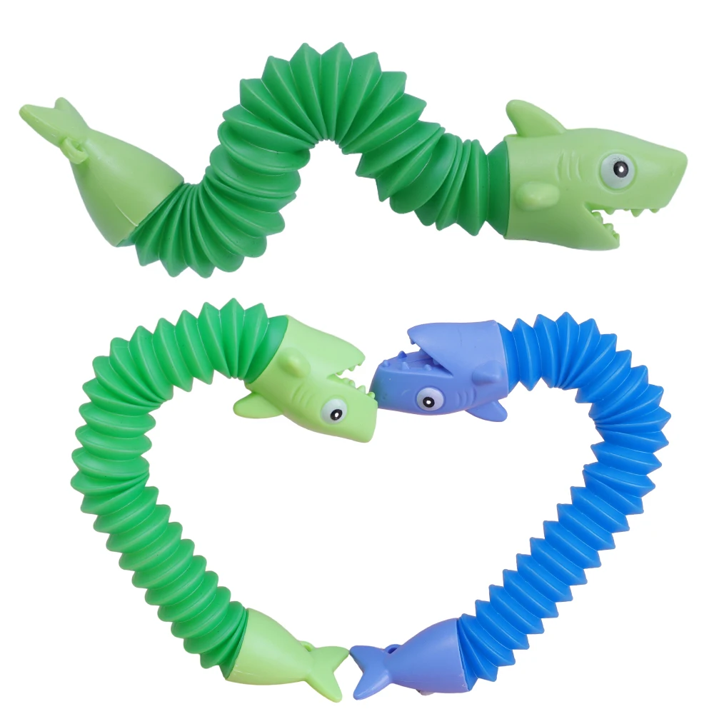 4pcs Creative Children's Variation Decompression Tube Toys Dinosaur Shark Cartoon Animal DIY Stretch Toys Keychain Pendant Gifts