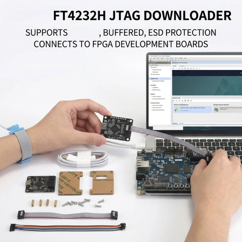 FPGA Programmer Board with Cable, Ribbon Cable and Acrylic Cover Hardware for Development Work, Classroom Practice and H8WD