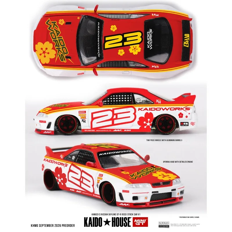 Kaido House&MINIGT 1:64 Nissan GTR R33 No.23 Decorated Race Car, Exquisite Diecast Hobby Collectible Display Model