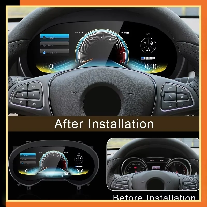 12.3 inch For Mercedes Benz A Class W176 CLA C117 GLA X156 Car LCD Dashboard Digital Cluster Instrument  QLED Panel Linux System