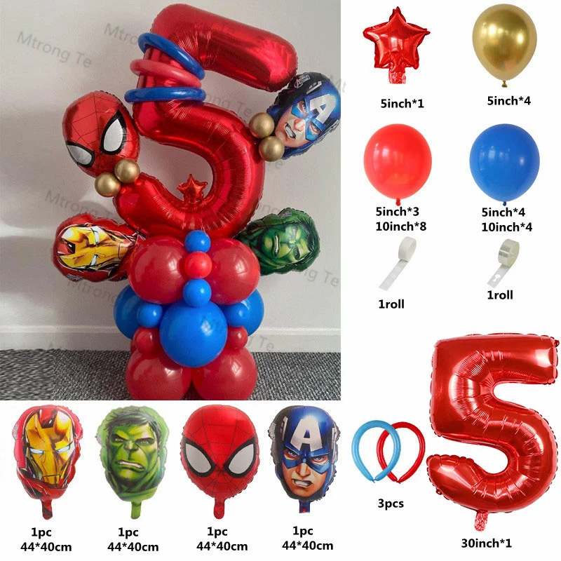 

1set Super Hero Balloon Spiderman Aluminum Foil Balloons Kids Birthday Party Decoration Baby Shower Iron Man Air Globos Supplies