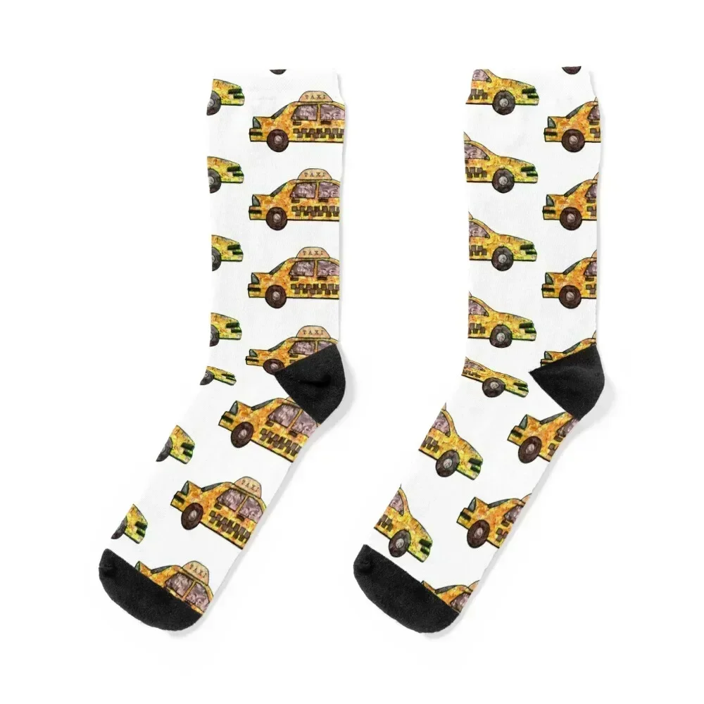 Yellow Taxi Cab Socks with print heated Crossfit custom Socks Woman Men's