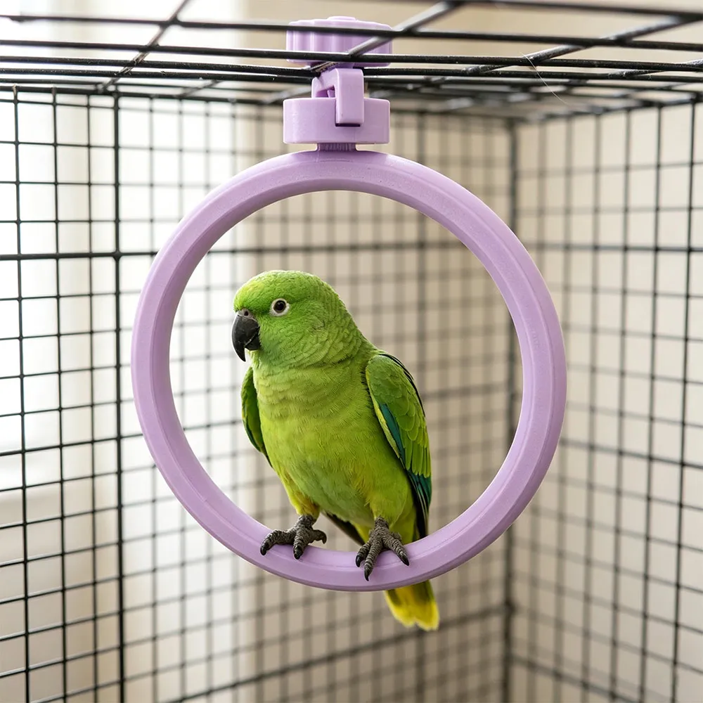 Round Rotary Bird Perch Detachable Comfortable Grip Rotating Bird Stand Easy Assemble Quiet Interactive Parrot Lovebirds