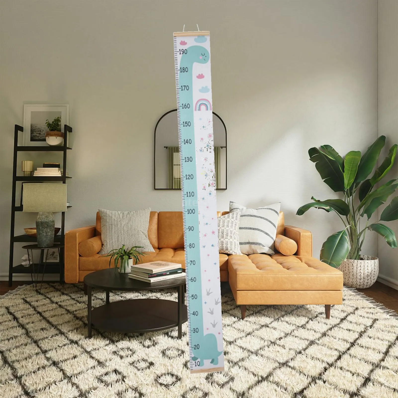 Portable Kids Growth Chart Height Ruler Canvas Hanging Decoration for Baby Nursery Living Room Child Kindergarten Measuring Tool