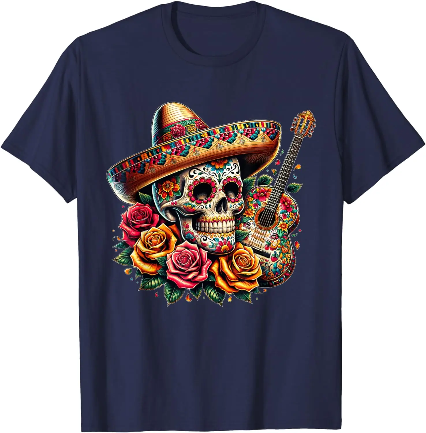 Cinco De Mayo Skull Sombrero Fiesta Mexican Skull Men Women T-Shirt