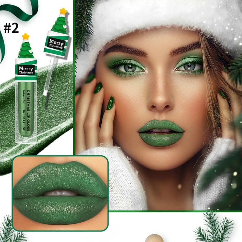 Christmas Gift Lip Balm Shiny Moisturizing Softening Dead Skin Cute Doll Elk Deer Santa Claus Green Fine Shining Matte Lip Gloss