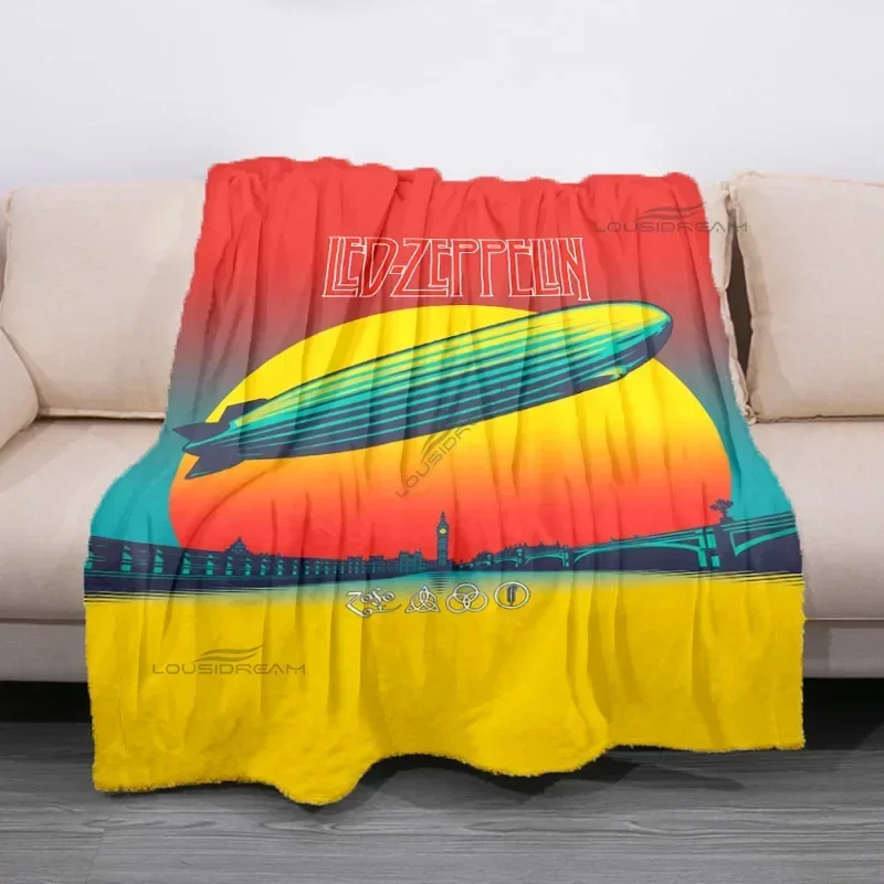 Retro Band L-Led-Zeppelin Patterns Blanket Rock Bank Flannel Blanket Cosy Lazy Couch Cover Blanket Super Soft Sheet Custom