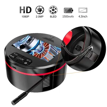 Portable Stwoable endoscope 1080P 4.3 inch HD Borescope inspection camera with 8 LED IP67 waterproof drain camera sewer for car