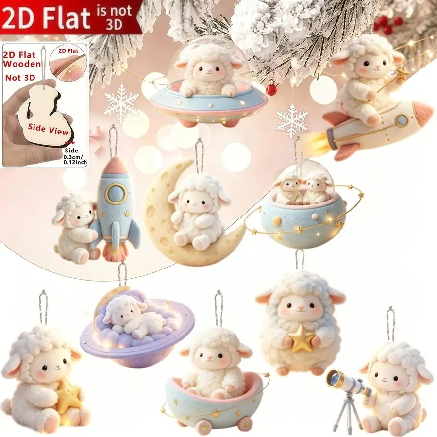 1/5/10/20/50/100pcs 2D Flat, Small Sheep Cloud-Shaped Space-Themed Decorative Ornaments for Hanging, Wall-Mounted Holiday Decor,
