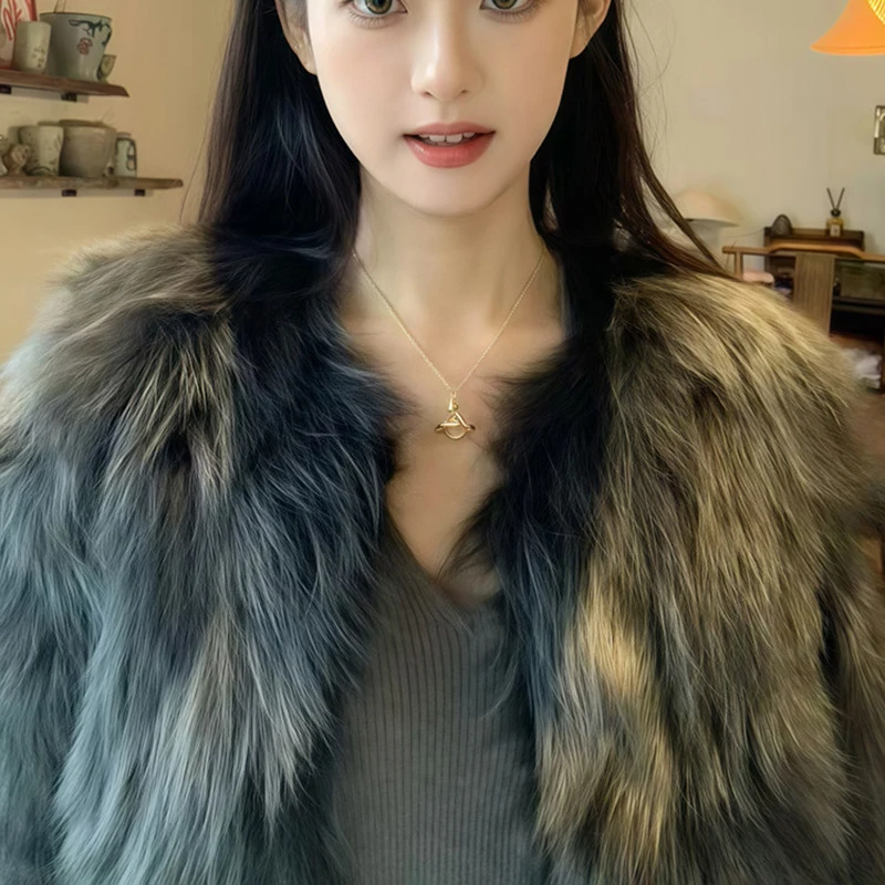 الراقية المرأة الأنيقة Maomao معطف قصير سليم صالح كم طويل الشتاء سترة الشباب موضة خفيفة فاخرة عادية الفراء أبلى