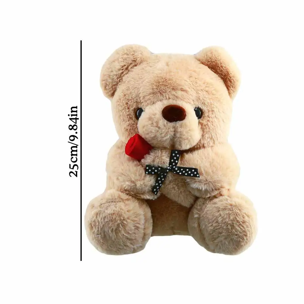 Orsetto di peluche Kawaii con rose Peluche Orso morbido Bambola di pezza Regalo romantico per i regali di San Valentino Rose Teddy Bear Peluche