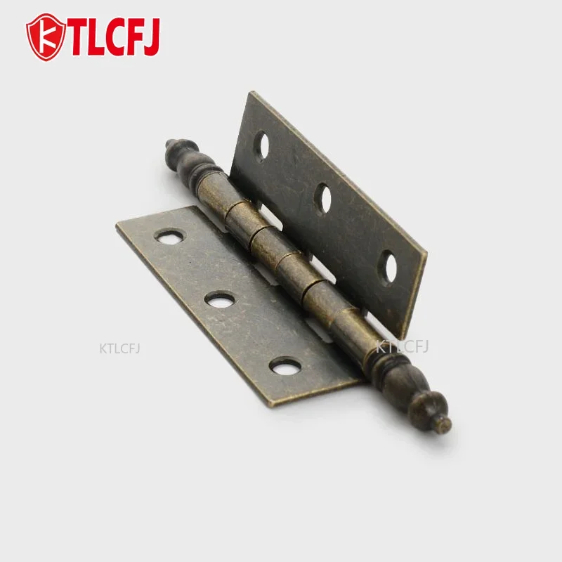 KTLCFJ 2 PCS Antique Bronze Retro 6 Holes Hinges Hardware New Mini Hinges with Screws for Wooden Jewelry Box Cabinet