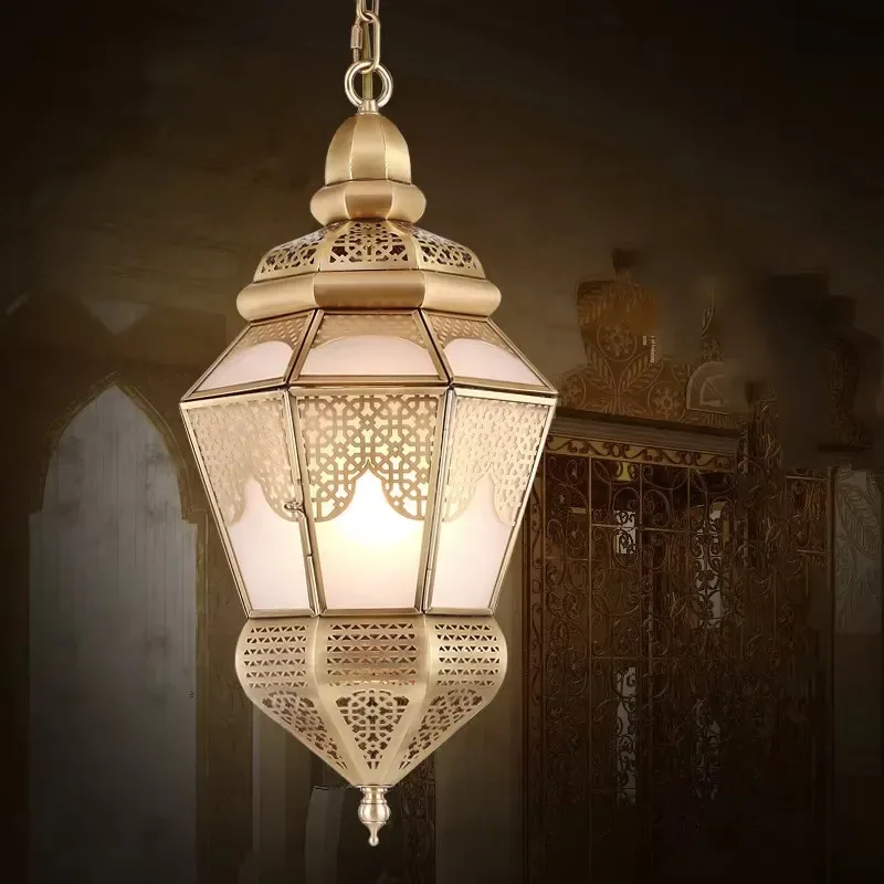 Modern LED Chandelier Copper Vintage Style Decorative Light for Southeast Asia Arab Muslim Interior Lighting